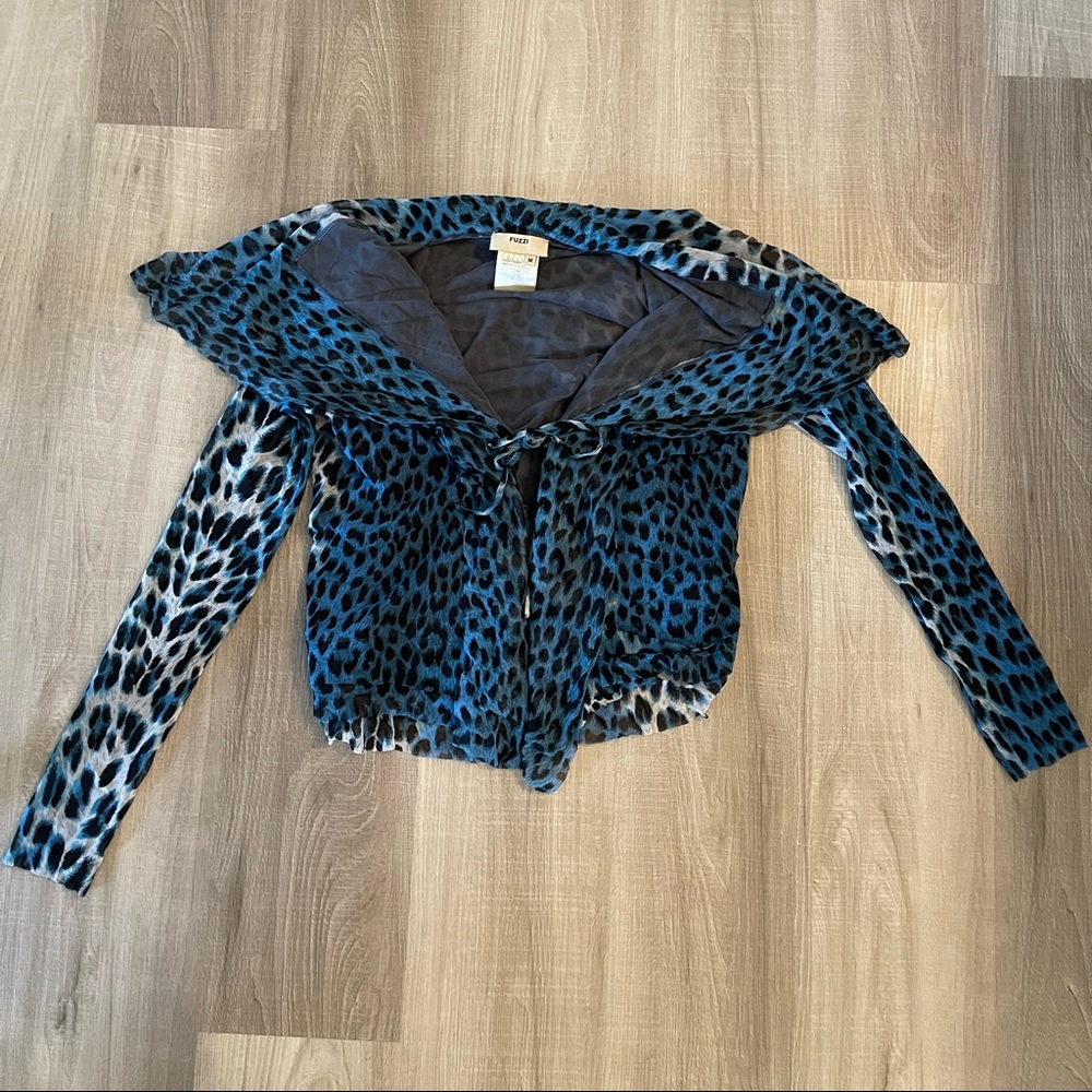 Fuzzi Blue Leopard Cardigan